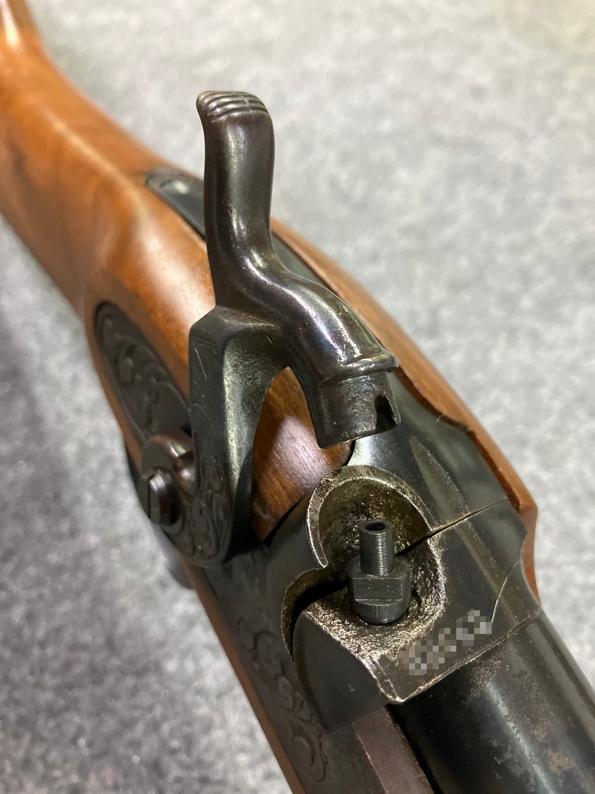 Completed traditional muzzleloader ignition repair with the hammer reinstalled