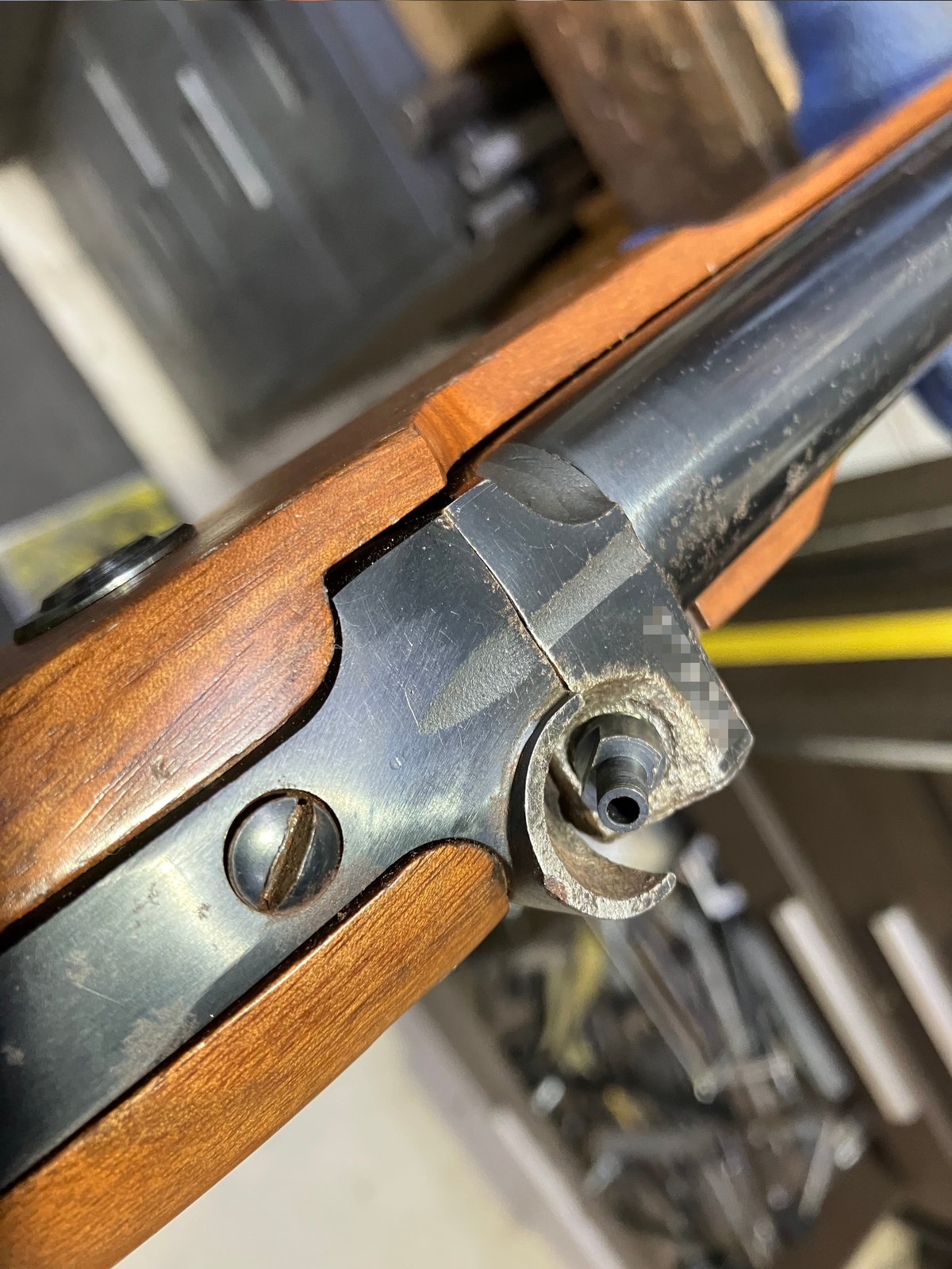 New percussion nipple installed in the re-tapped muzzleloader port