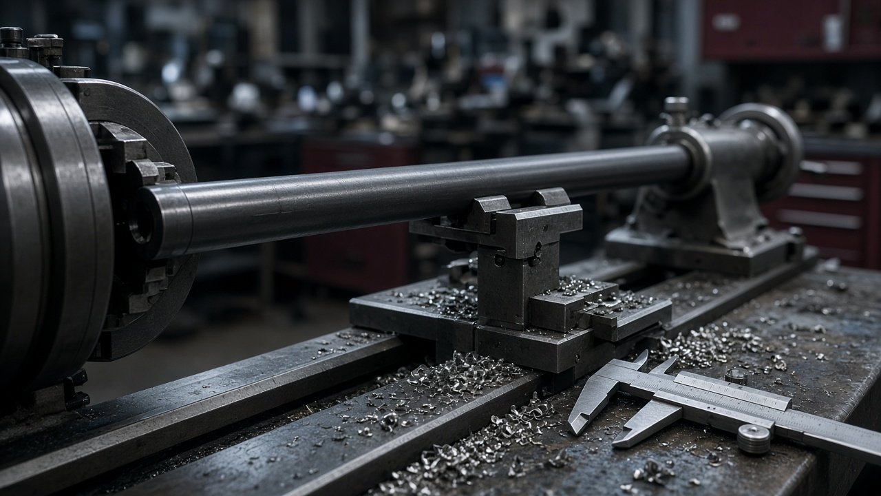 Rifle barrel blank machined on a gunsmith lathe