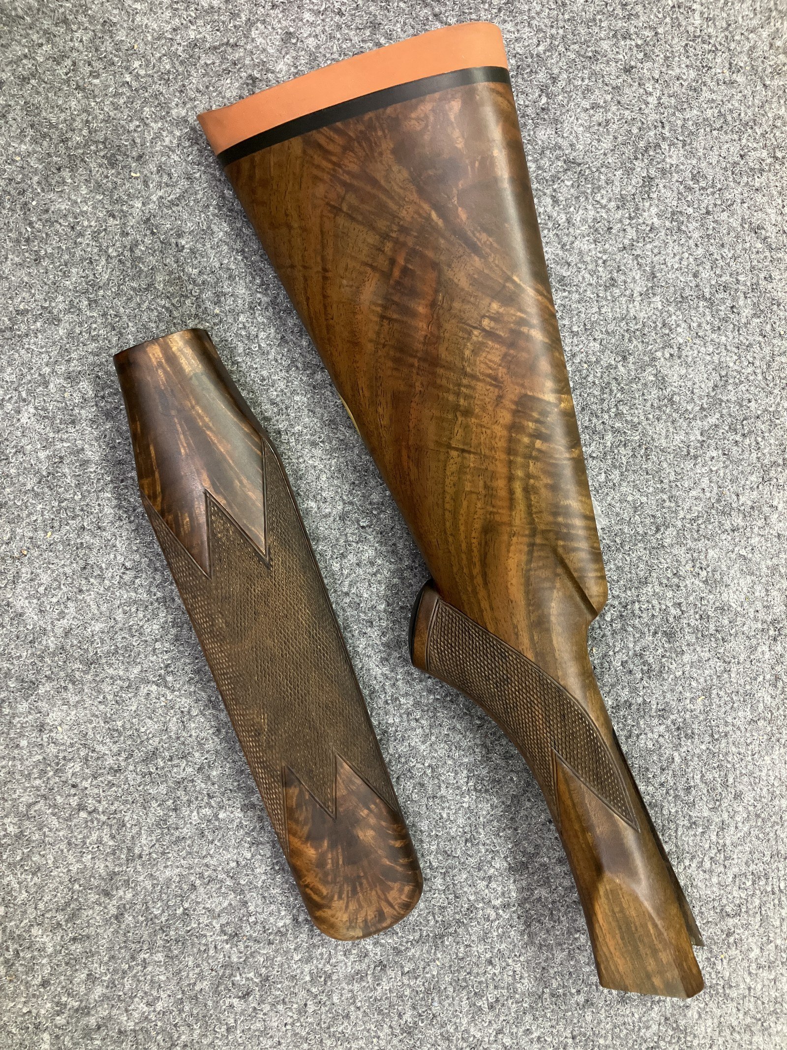 Matte finish on a checkered walnut forend